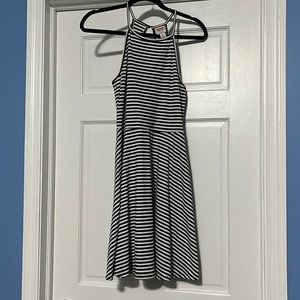 Mossimo Supply Co black and white striped halter dress medium